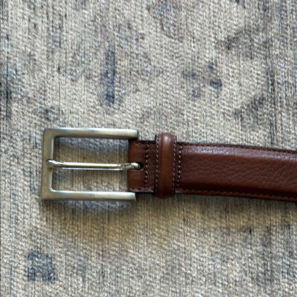 VINTAGE Handmade Brown Leather Belt 34